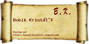 Bobik Kristóf névjegykártya